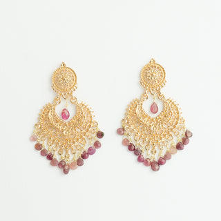 Bali Inspired Pink Tourmaline Earrings To Roam With Love
