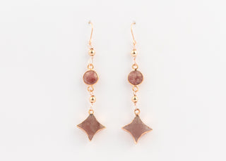 Rose Gold Plated Strawberry Quartz on Rose Gold Filled Ear Wire