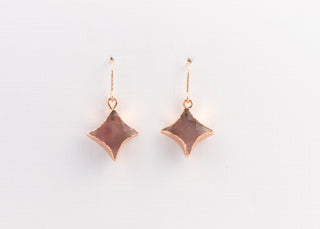 Rose Gold plated Rose Quartz Stars on Rose Gold Filled Ear wire
