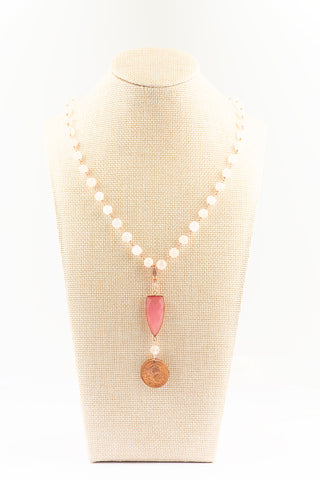 Rose Quartz in Rose Gold with Morganite and Authentic Columbian Coin To Roam With Love