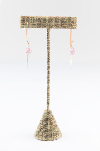 Rose Gold Filled Threader Earrings with Pink Swarovski Crystals To Roam With Love