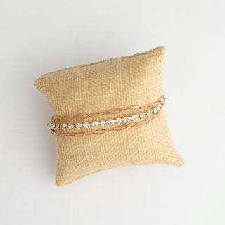 Triple Strand Rose Gold and Rhinestone Bracelet To Roam With Love