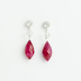 Ruby Foxtail Briolette Earrings with Swarovski Crystal and CZ Post To Roam With Love
