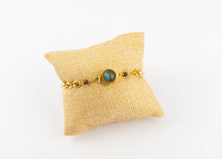 Ruby and Labradorite Bracelet in Gold To Roam With Love