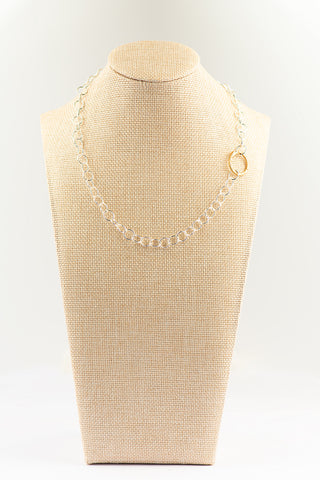 Silver Rolo Necklace with Matte Gold Snake Clasp