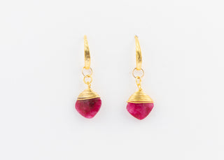 Natural Ruby on Gold Vermeil Earrings