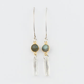 Sterling Silver, Labradorite, and Swarovski Crystal Earrings To Roam With Love