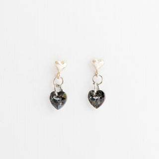 Swarovski Heart Earring on Silver Heart Post To Roam With Love
