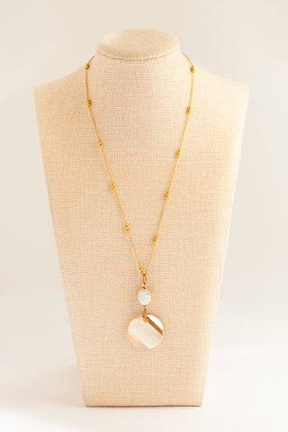 Swaovski Checkboard and Pearl Necklace_Magnetic Clasp To Roam With Love