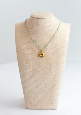 Turquise Choker with Gold Tribal Elephant Charm To Roam With Love