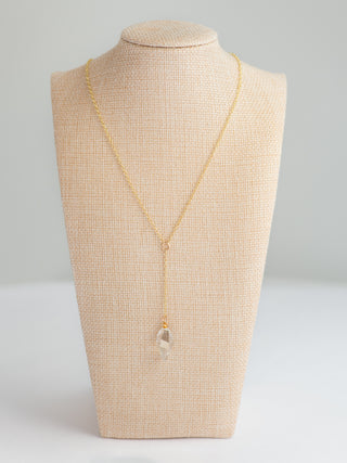 Twisted Spiral Swarovski on Gold Y Chain Necklace To Roam With Love
