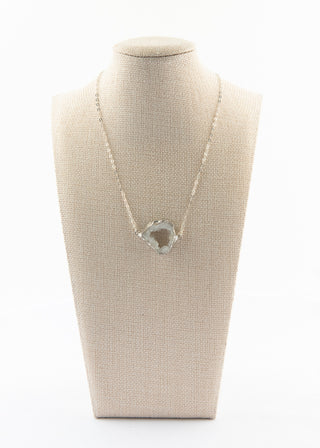 White Druzy Agate Necklace on Sterling Silver Chain To Roam With Love