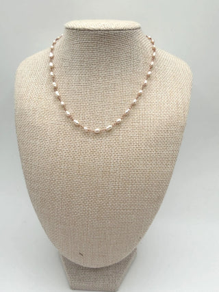 Petite Pearl Necklace with Rose Gold Chain – Elegant Handmade Jewelry Gift To Roam With Love